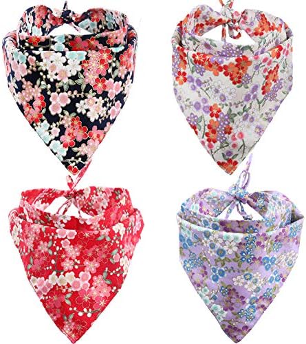 4 Pack Dog Bandanas Triangle Bibs Scarf Accessories Japanese Style Small KZHAREEN