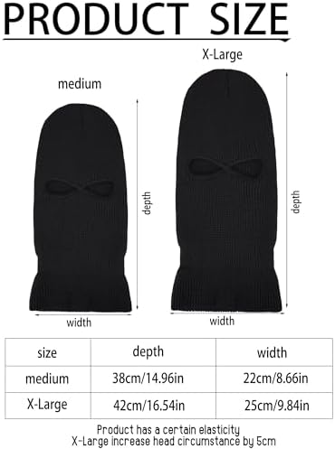 HESTYA 2 Holes Ski Masks Winter Balaclava Knitted Full Face Cover Mask Beanie Hat for Men Women Cold Weather Outdoor Sports HESTYA