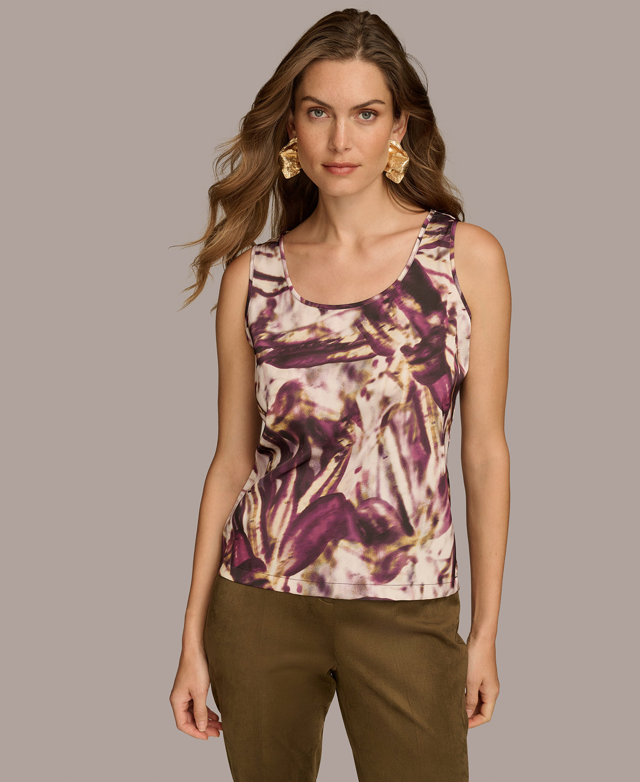 Women's Printed Scoop-Neck Tank Top Donna Karan New York