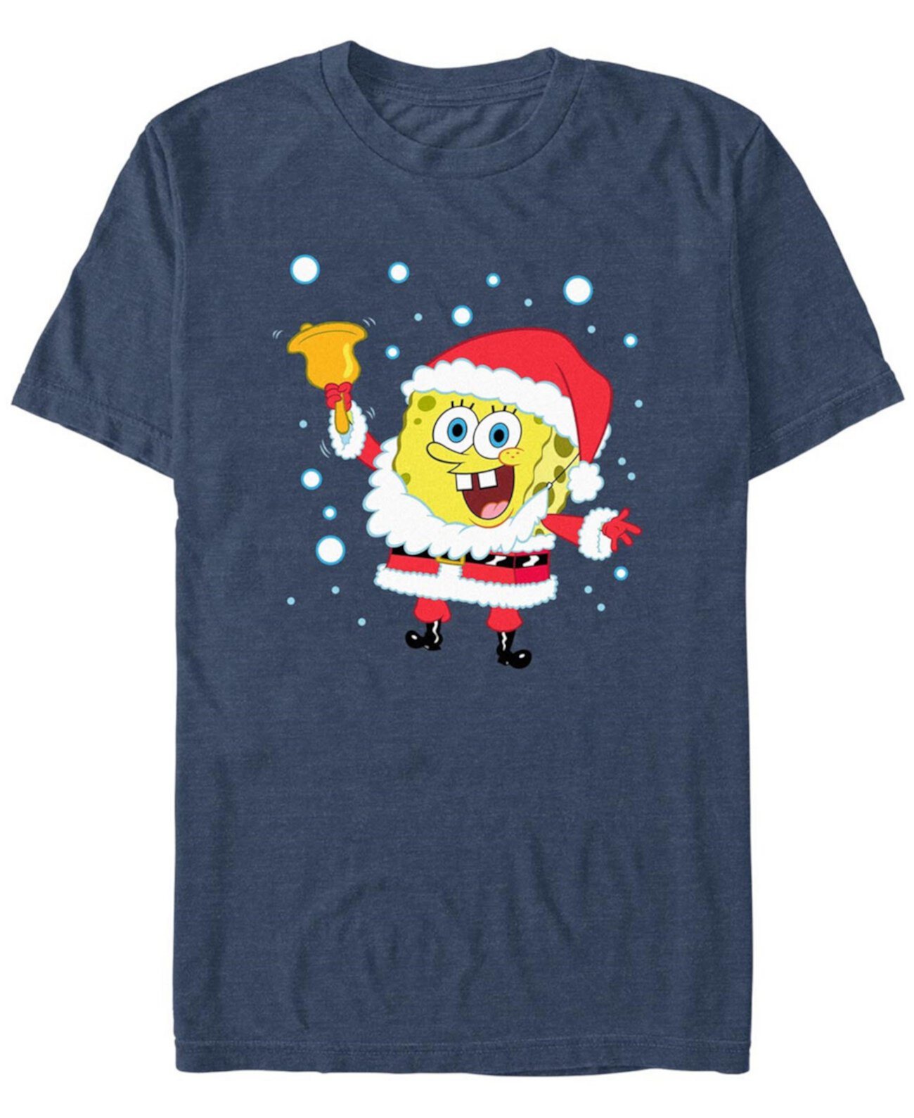 Мужская облегающая футболка с коротким рукавом SpongeBob Santa Bell, 60% хлопок Fifth Sun