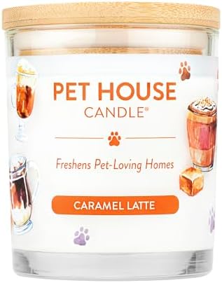 One Fur All Pet House Candle Plant-Based/Soy Candle - Clean Burning Scented Candles, Long Lasting Pet Odor Candle for Home - Caramel Latte One Fur All