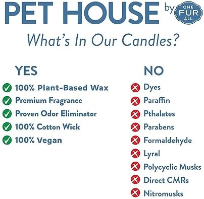 One Fur All Pet House Candle Plant-Based/Soy Candle - Clean Burning Scented Candles, Long Lasting Pet Odor Candle for Home - Apple Cider One Fur All