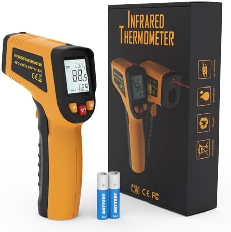 KNINE OUTDOORS Infrared Thermometer Laser Temperature Gun, -58℉ to 1112℉, Single Laser Targeting, Distance to Spot Ratio 12:1, for Cooking, Oven and Meat Knine Outdoors