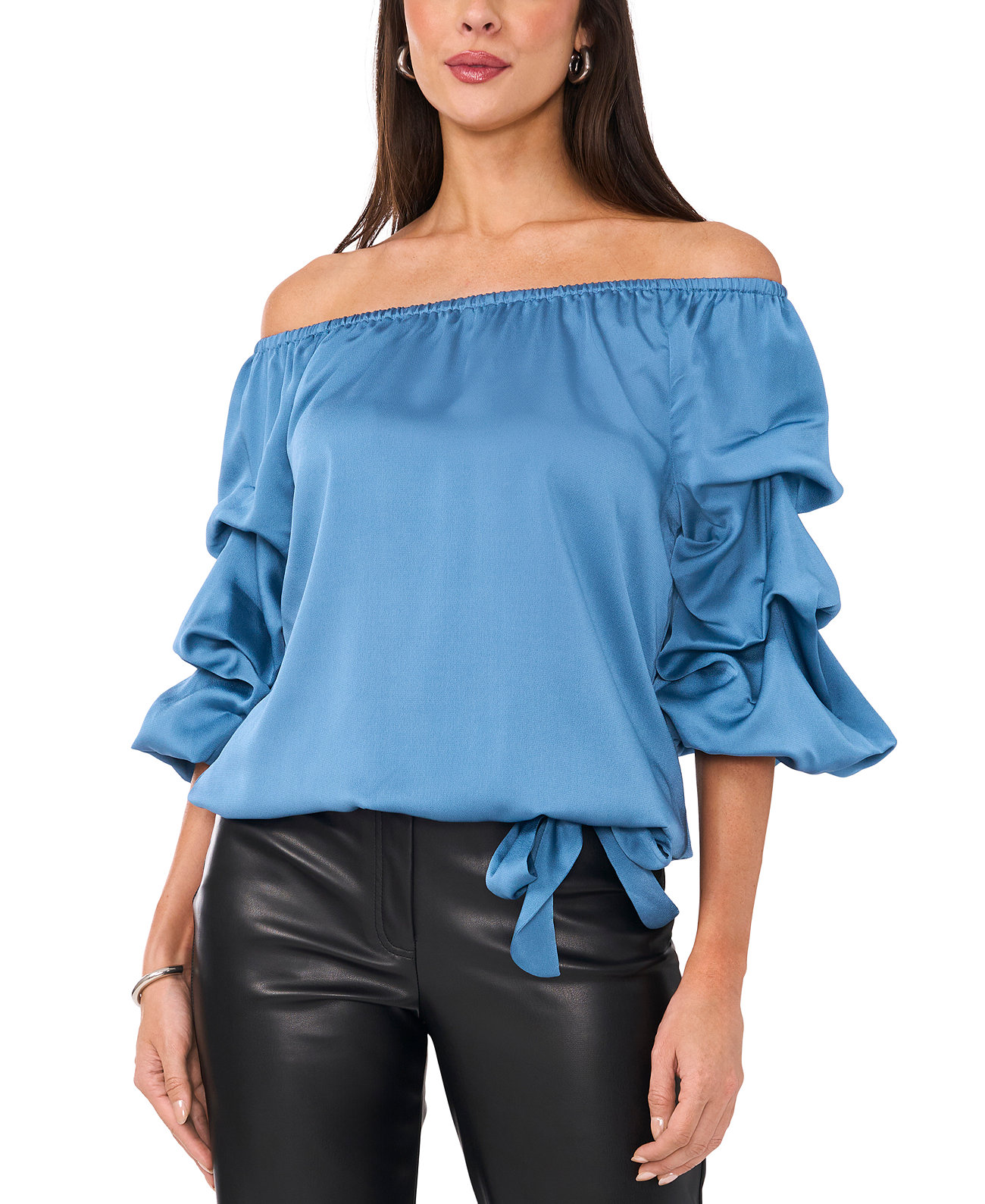 Women's Satin Off-The-Shoulder Bubble-Sleeve Top Vince Camuto