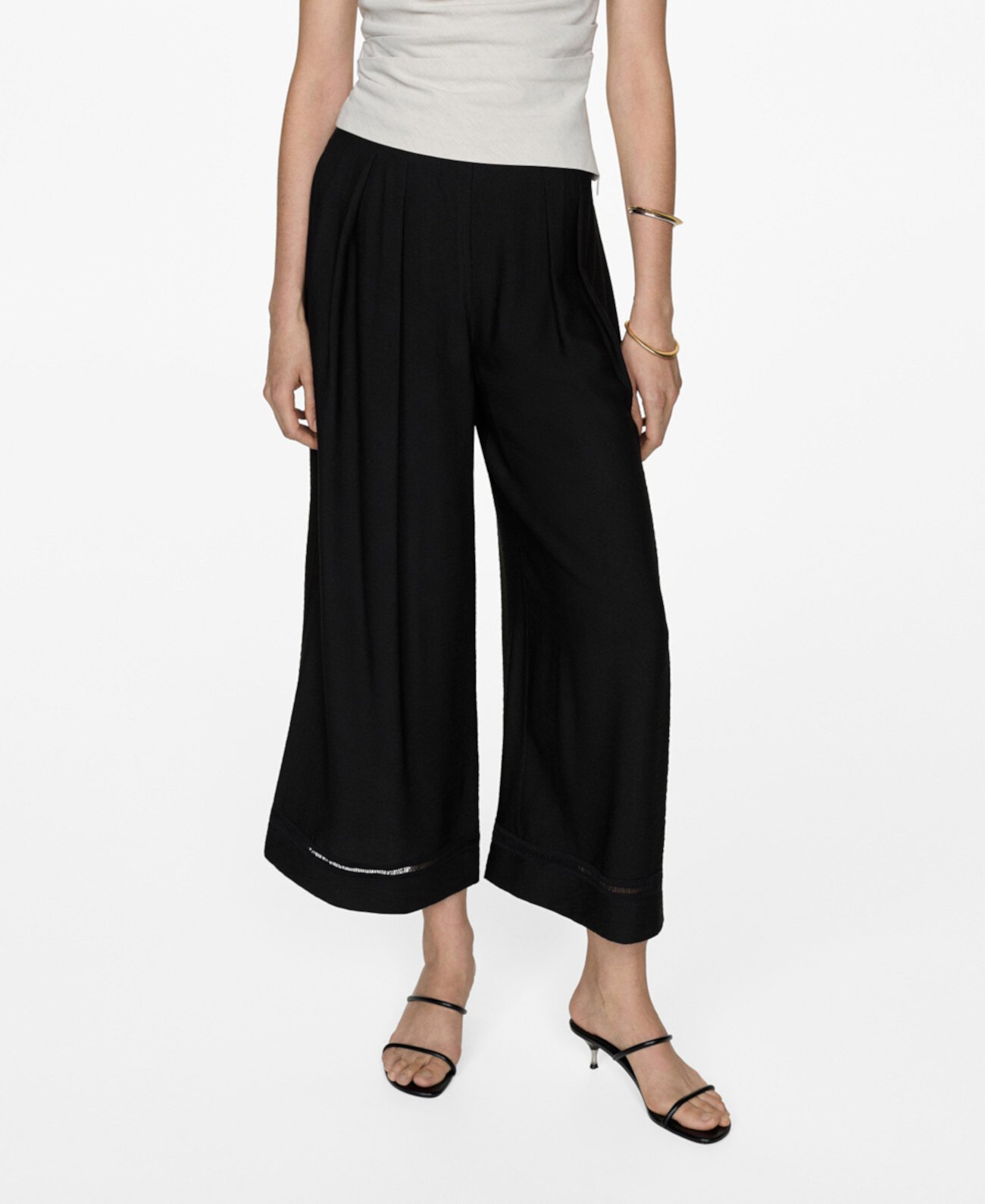 Women's Wide Leg Pleated Pants MANGO