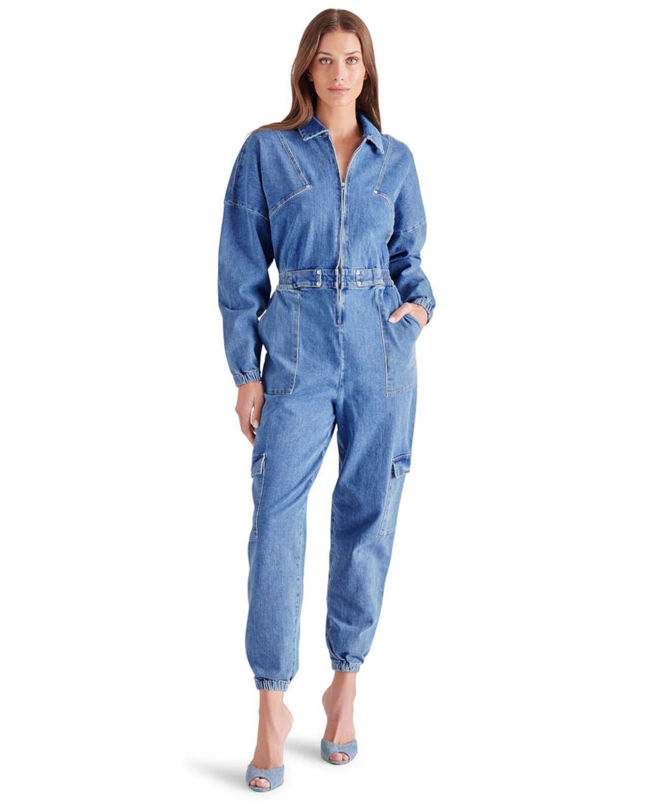 Women's Trista Denim Cargo Jumpsuit Steve Madden