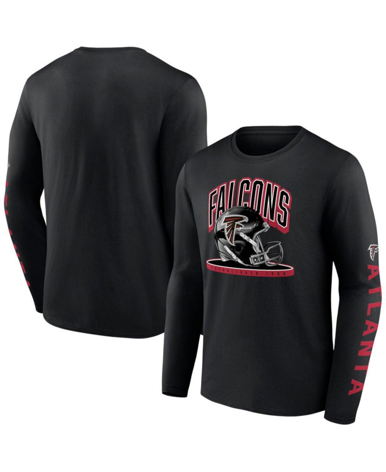 Men's Black Atlanta Falcons Helmet Platform Long Sleeve T-shirt Fanatics