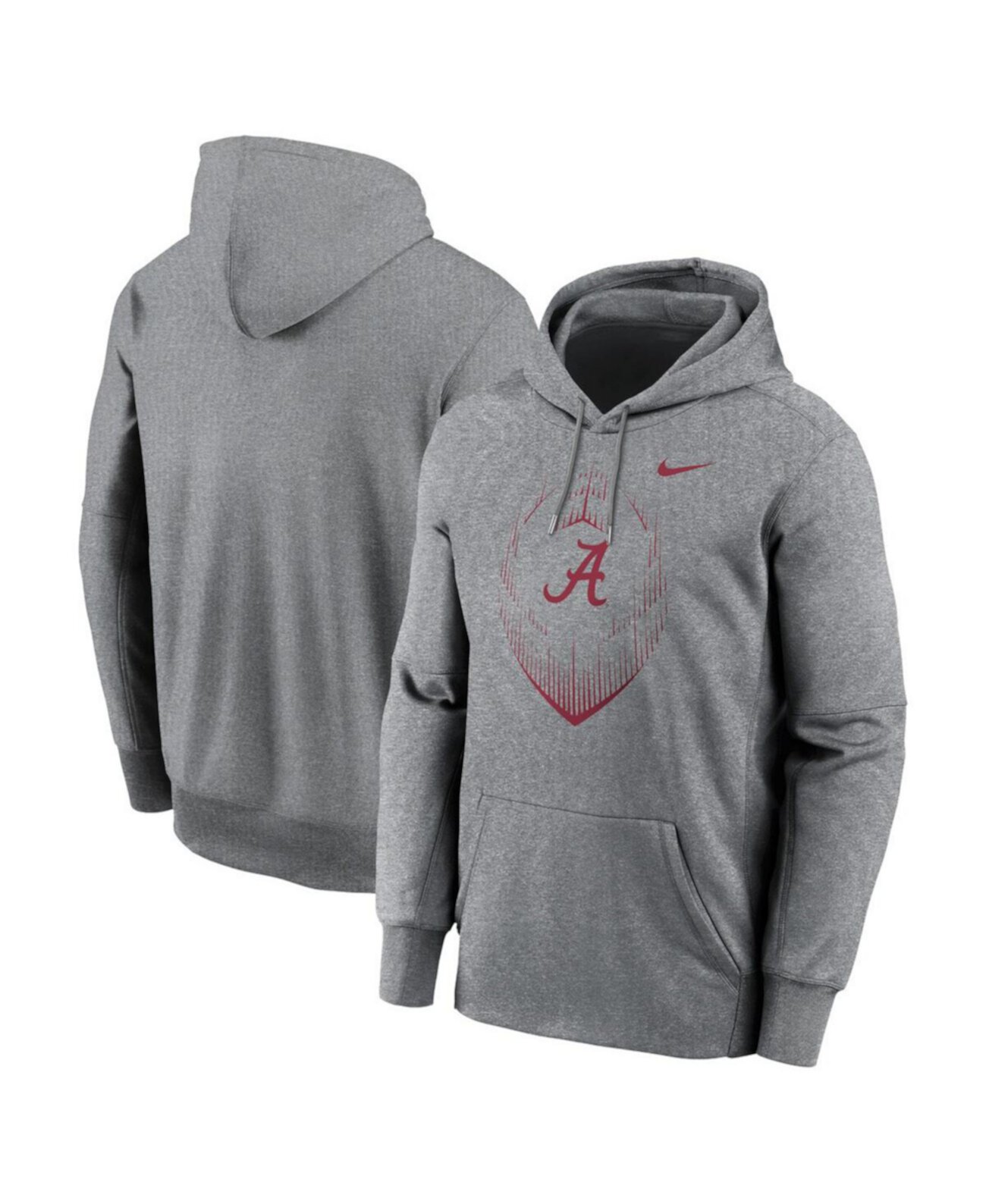 Men's Heather Gray Alabama Crimson Tide Football Icon Performance Fleece Pullover Hoodie Nike