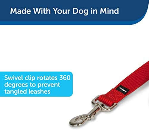 PetSafe Nylon Dog Leash – Strong, Durable, Traditional Style Leash with Easy to Use Bolt Snap – 1" x 6', Red PetSafe