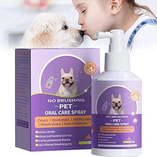 Pet Clean Teeth Spray, Teeth Cleaning Spray for Dogs & Cats, Targets Tartar & Plaque, Eliminate Bad Breath, Without Brushing Baicai