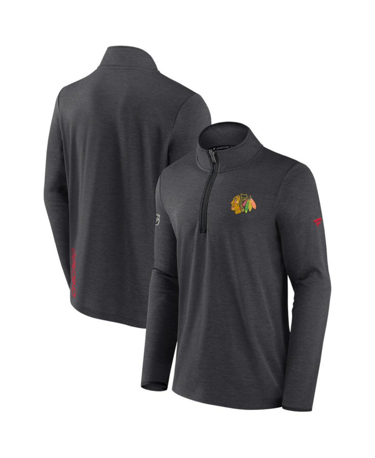 Мужская куртка Chicago Blackhawks Authentic Pro Rink с четвертным замком и флисовой подкладкой Fanatics