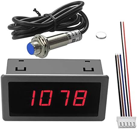 4 Digital Blue LED Tachometer RPM Gauge Speed Meter with Hall Magnet Sensor NPN-NO Switch for Lathe Conveyor Belt Uniquegoods