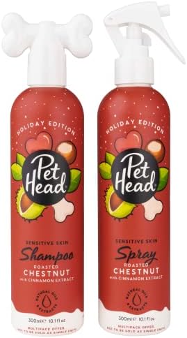 PET HEAD Holiday Edition Dog Shampoo and Spray Set 10.1 fl. oz. Each, Roasted Chestnut with Cinnamon Scent, Shampoo for Dogs with Sensitive Skin, Gentle Formula for Puppies. Made in USA Company of Animals