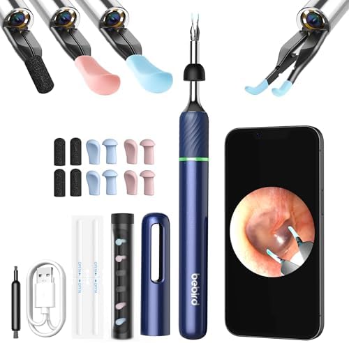 Ear Canal Wax Removal Tool Camera Tweezers- Bebird Pro Note5 Wireless Cleaner Otoscope with Light for iPhone - Visual Ear Pick Scope with Videos - WiFi Cleaning Kit via Bebird App for Adults & Kids Bebird Pro