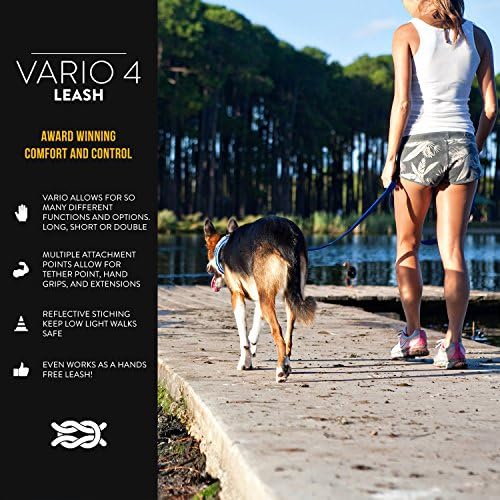 EzyDog Vario 4 Multi-Function Adjustable Dog Leash and Slip Lead - Converts to 6 Foot or 3 Foot - Perfect for Training and Reflective for Nighttime Safety - for Small Dogs Under 26 lbs (Black) EzyDog