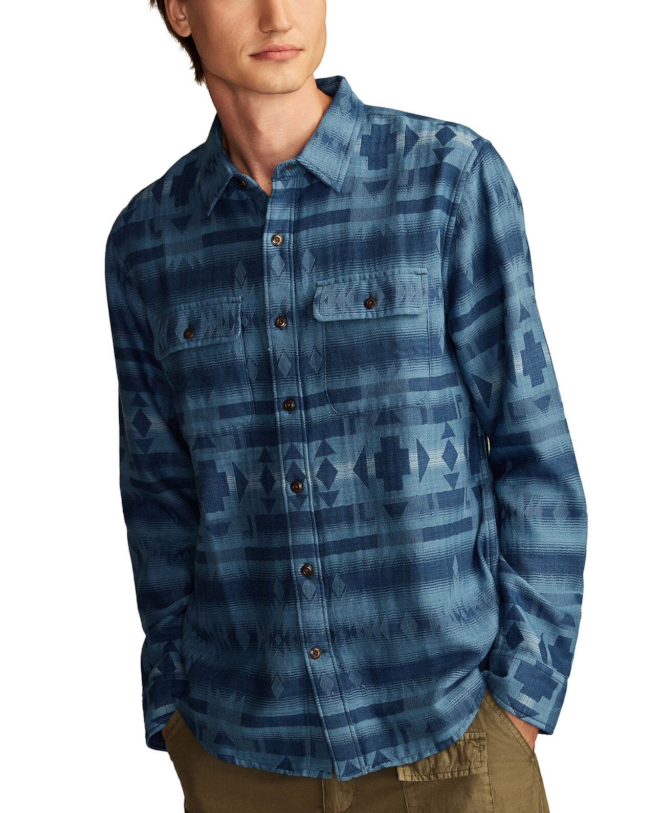 Men's Jacquard Double Weave Humboldt Long Sleeve Shirt Lucky Brand