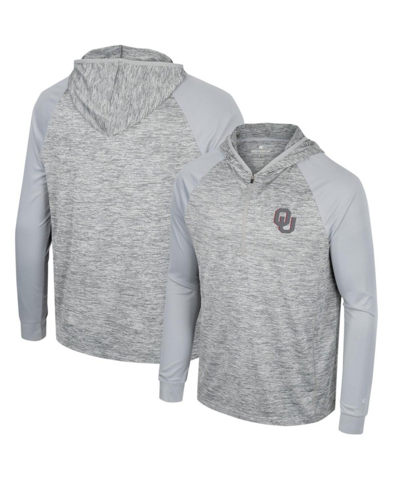 Men's Gray Oklahoma Sooners Cybernetic Raglan Quarter-Zip Hooded Top Colosseum