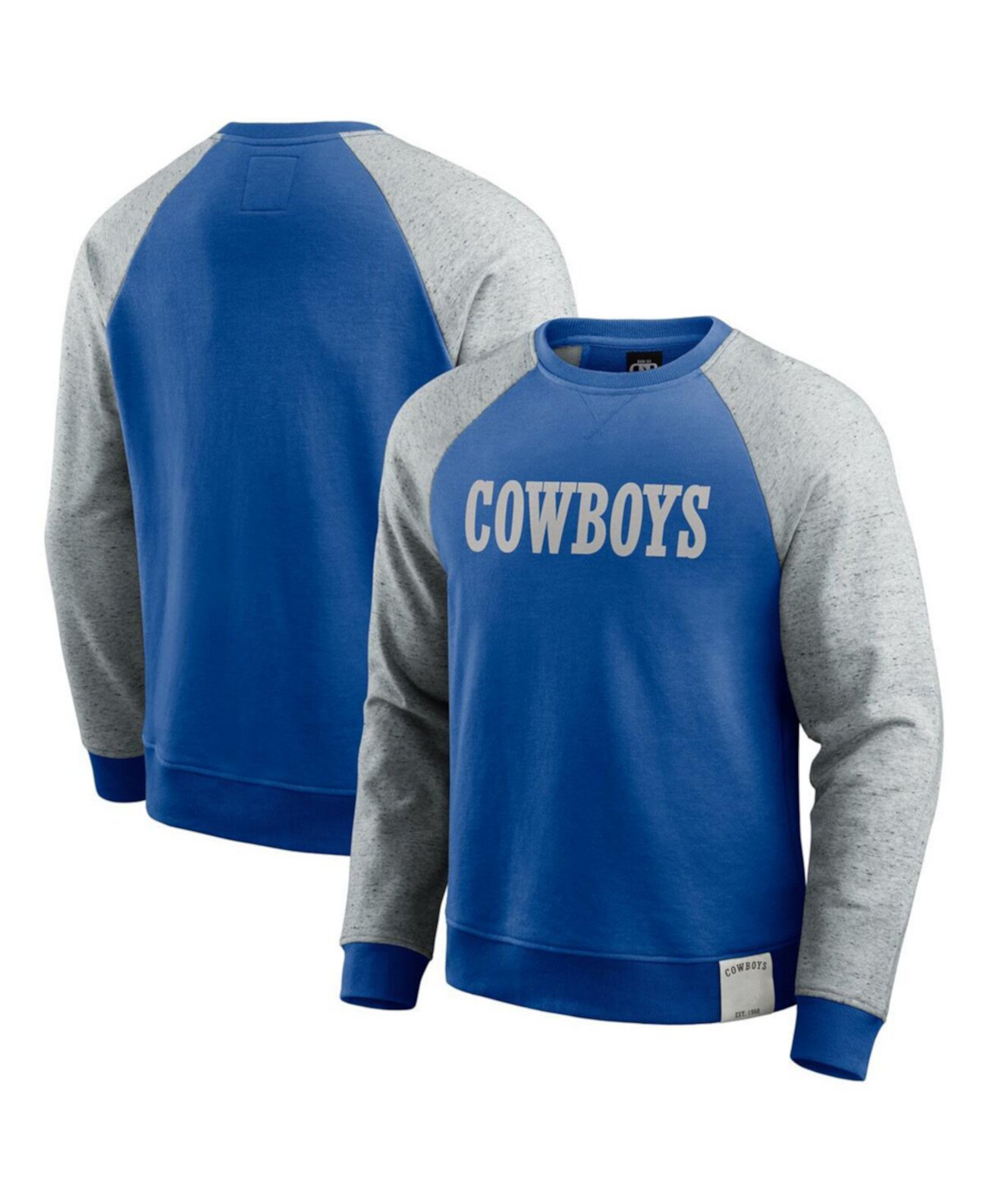 Darius Rucker Collection by Men's Blue/Gray Dallas Cowboys Throwback Color Block Raglan Pullover Sweatshirt Fanatics