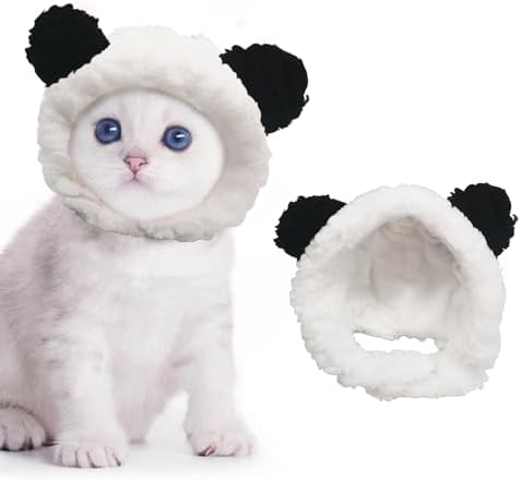 Adjustable Cute Cat Hat Bear Hat for Cats Small Dogs Kitten Puppy Pet Headwear Halloween Christmas Birthday Party Costume Accessories (Black White) SETSBO