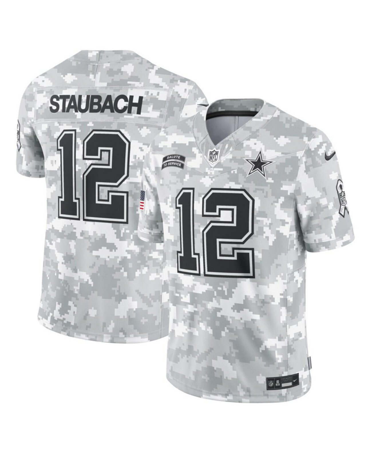 Men's Roger Staubach Arctic Camo Dallas Cowboys 2024 Salute to Service Retired Player Limited Jersey Nike