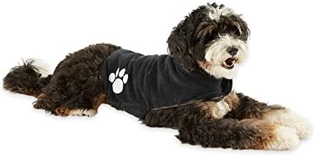 Bone Dry Pet Robe Collection, Embroidered Absorbent Microfiber Bath Robe with Adjustable Closure, for Dogs & Cats, Small, Black Bone Dry