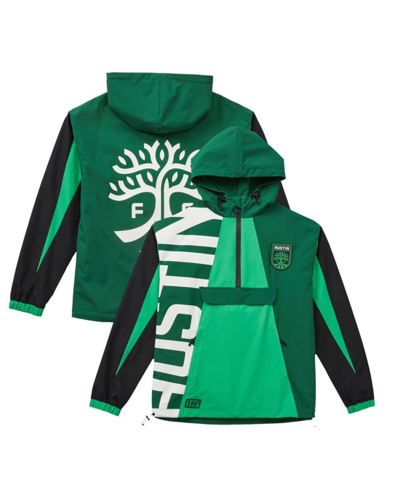 Men's and Women's Green Austin FC Tekker Half-Zip Anorak Jacket Live Breathe Futbol