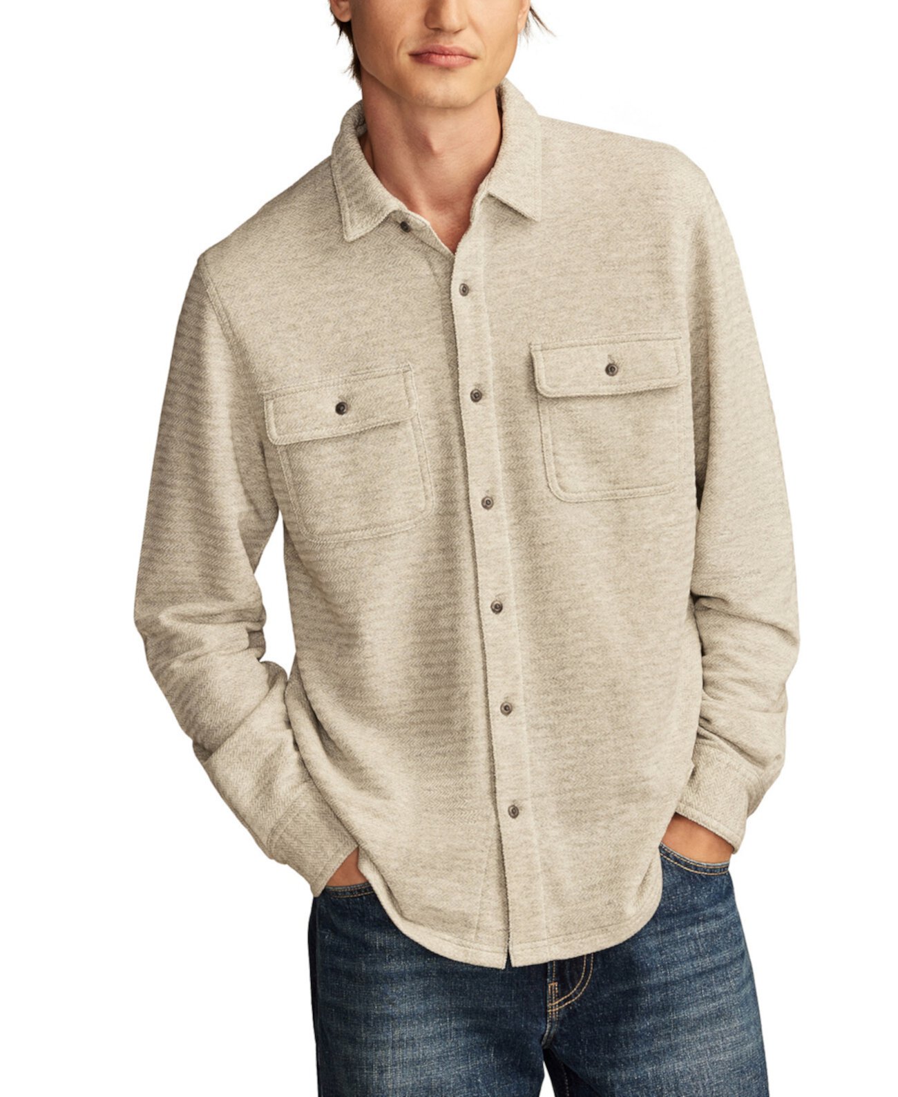 Men's Brushed Long Sleeve Knit Shirt Lucky Brand