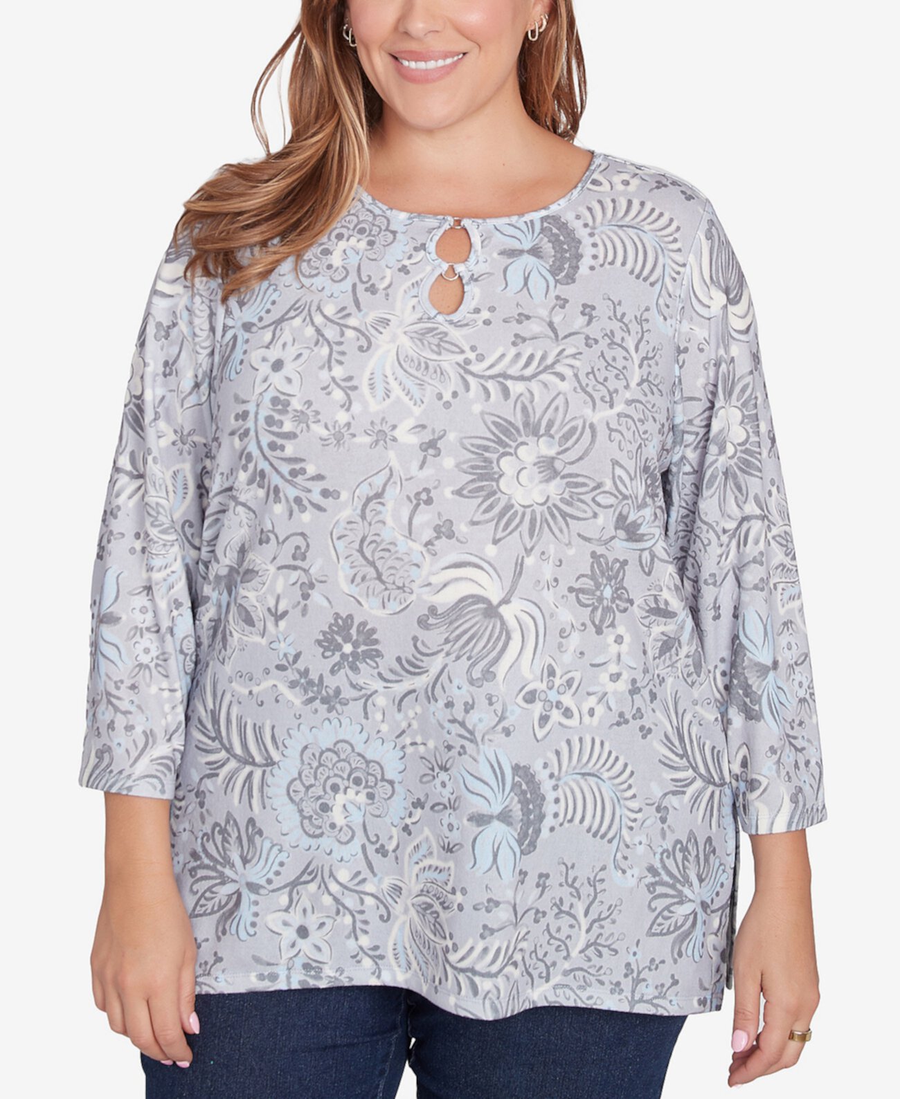 Plus Size Blue My Mind Tunic Top HEARTS OF PALM