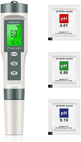 pH Tds Meter Digital pH Tester Pen with ATC, 3 in 1 Water pH Tester with LCD Display 0.01 High Accuracy Digital PH Meter for Drinking, Pool, Hydroponics and Aquariums, Beer and Other Liquids PmoYoKo