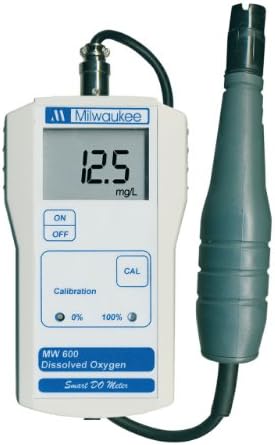 Milwaukee MW600 LED Economy Portable Dissolved Oxygen Meter with 2 Point Manual Calibration, 0.0 - 19.0 mg/L, 0.1 mg/L Resolution, +/-1.5 percent Accuracy, 100 Percent Saturation Range Milwaukee