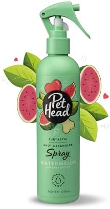 PET Head Furtastic Grooming Spray for Dogs with Long and Curly Coats 10.1 fl. oz. Watermelon Scent. Detangling Dry Shampoo with Natural and Vegan Ingredients. Gentle Formula for Puppies. Made in USA Company of Animals