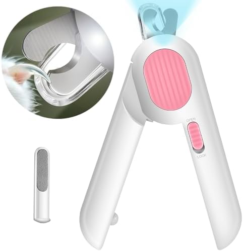 Odoland Cat Nail Clipper with LED Light and Nail File, Dog Claw Trimmer with Bright Light to Avoid Excessive Cutting - Pet Grooming Tool for Tiny Dog Cat Kitten Bunny Rabbit Blue Odoland