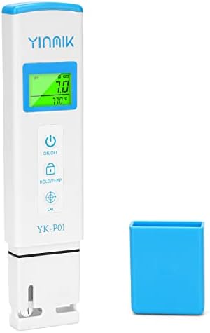 pH Meter, Digital pH Tester for Hydroponics, pH Temp Meter with Horizontal Display for Pool, Spa, Hot Tub, Indoor Plants, Koi Ponds, Drinking Water, Wine Beer Making, Aquarium, Aquaculture Yinmik