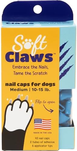 Накладки на когти для кошек, синий, средний размер, 40 штук с клеем Soft Claws