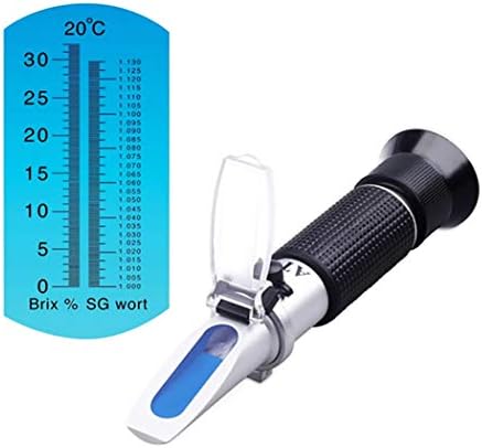 Brix Refractometer with ATC Digital Handheld Refractometer for Homebrew Wort Beer Wine Fruit Sugar, Dual Scale-Specific Gravity 1.000-1.130 and Brix 0-32% (Black) Zhl