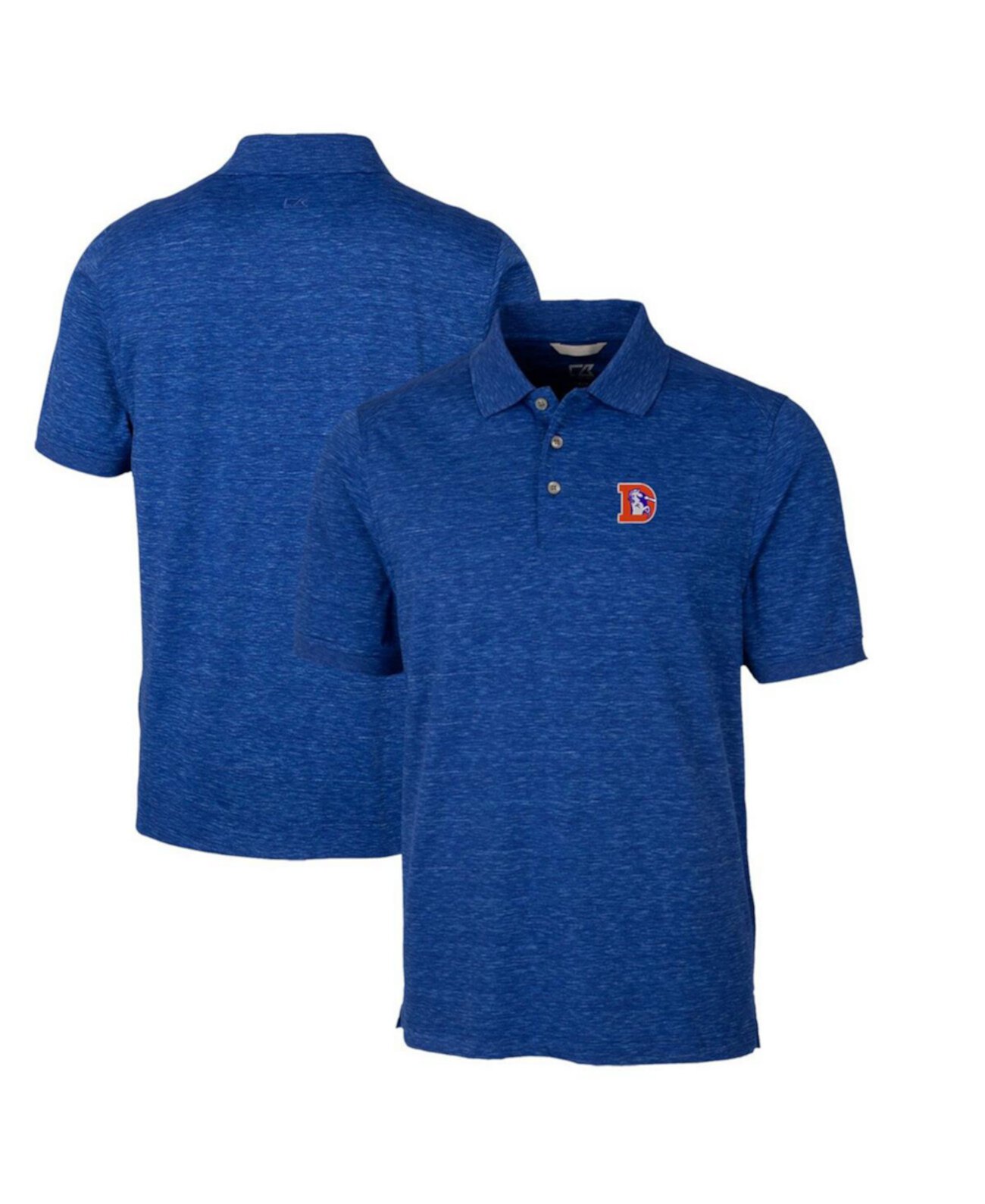 Men's Royal Denver Broncos Advantage Tri-Blend Space Dye Throwback Polo Cutter & Buck