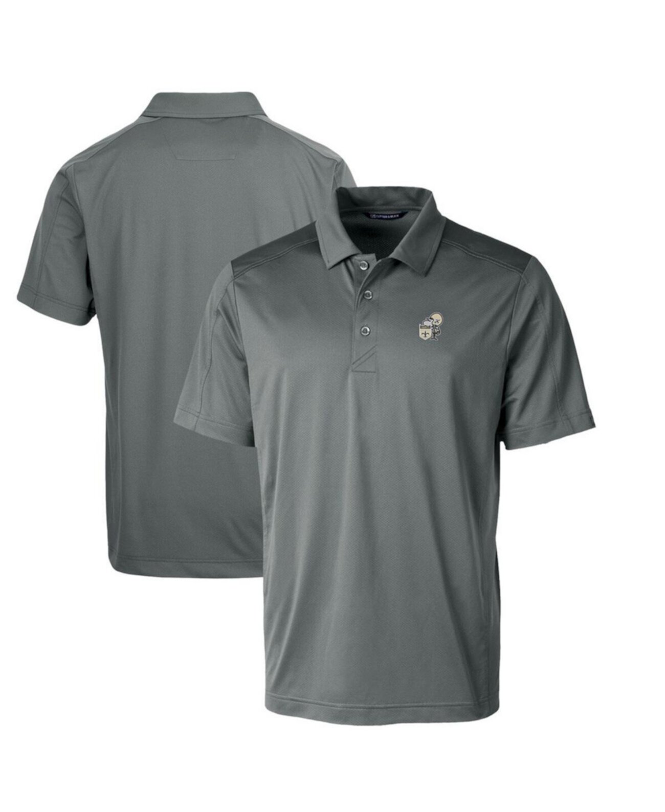 Men's Steel New Orleans Saints Throwback Logo Prospect Textured Stretch Polo Cutter & Buck