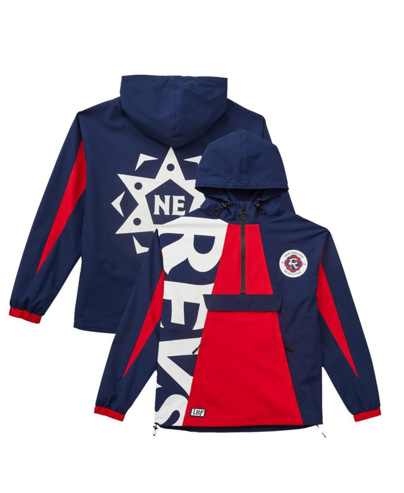 Men's and Women's Navy New England Revolution Tekker Half-Zip Anorak Jacket Live Breathe Futbol