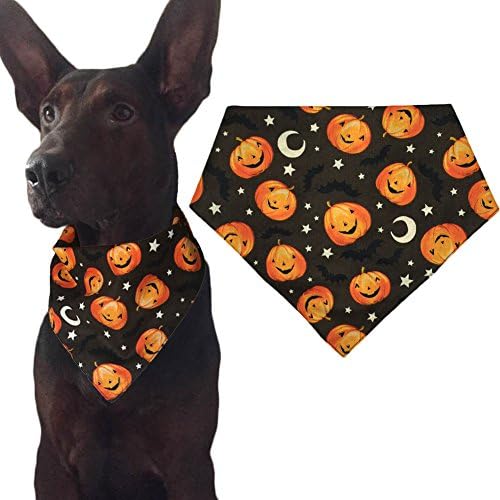 Halloween Dog Bandana Triangle Bibs Scarf Accessories- Pumpkin Pattern KZHAREEN