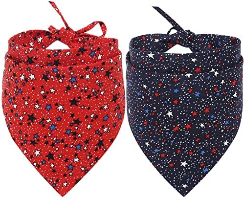 2 Pack American Flag Dog Bandana USA Triangle Bibs Scarf Reversible Accessories for Dogs Pets Cat Small KZHAREEN