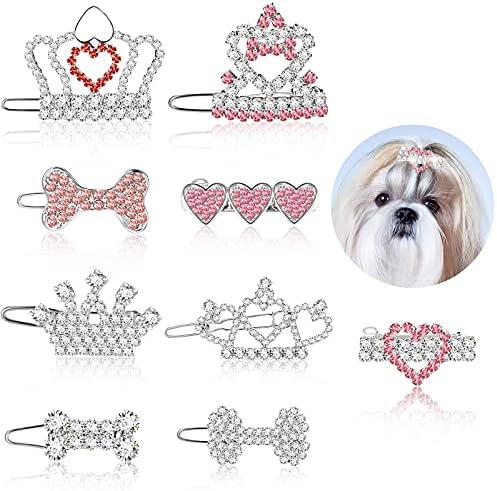 9 Pieces Dog Tiara Crown Hair Clips Pet Crystal Rhinestone Barrette Clips for Dog Puppy Ear Crown Clips Clear Doggie Crown Clip Pet Grooming Hair Accessories for Pet Girl, 9 Styles (Vivid Style) Reginary