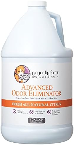 Ginger Lily Farms Dog & Pet Formula Advanced Odor Eliminator, Professional Strength, Fresh All-Natural Citrus, 1 Gallon Refill (128 fl oz) Ginger Lily Farms