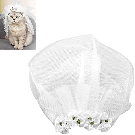 Pet Wedding Veil, Soft Yarn Cat Dog Bridal Flower Headdress Dog Weddings Parties Hair Accessories for Small Medium Large Dog(S) Pssopp