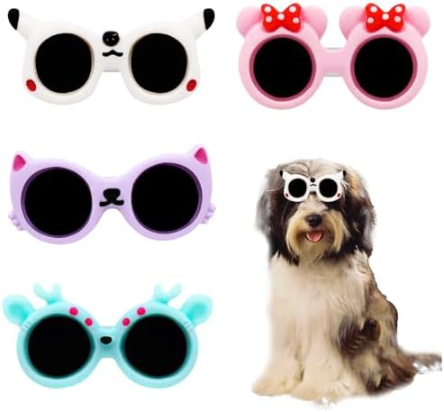 Small Dog Glasses Hair Clips for Pets - 4Pcs Dogs Glasses Alligator Hair Clips Duck Billed Cats Glasses Hair Clips Pet Hair Barrettes Hairpin Dog Hair Accessories for Dog Cat Puppy Pets Xmas Gifts Pejlnd