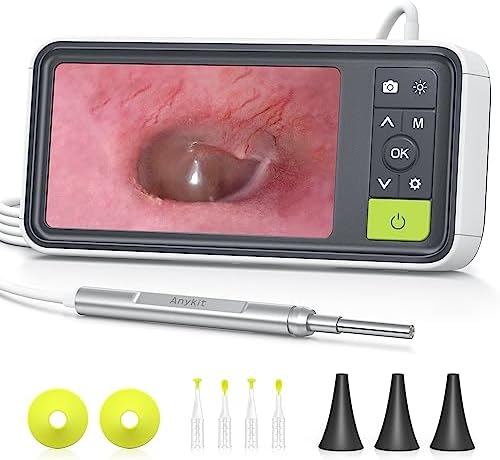 Anykit Digital Otoscope with 4.5 Inches Screen, 3.9mm Ear Camera with 6 LED Lights, 32GB Card, Ear Wax Removal Tool, Specula and 2500 mAh Rechargeable Battery, Supports Photo Snap and Video Recording Anykit