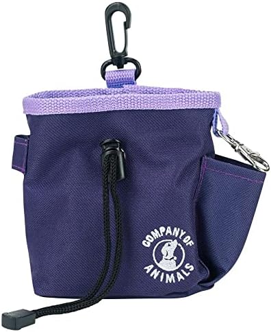 Company of Animals Treat Bag, Black, Zipped Pockets & Drawstring, Clips on Belt, Waistband or Pocket, Waterproof Treats Pouch, Ideal for Dog Walking & Puppy Training, Available in Purple, Red & Black Company of Animals