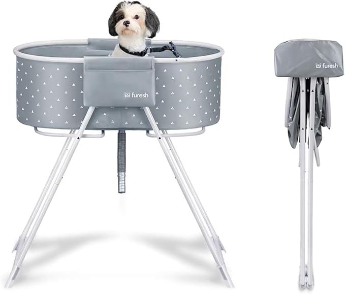 Little Dipper Dog Bath Tub and Wash Station for Bathing Shower and Grooming, Elevated Foldable and Portable, Indoor and Outdoor, for Small and Medium Size Dogs, Cats and Other Pet (Blue) Furesh