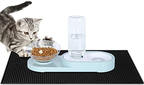 Cat Food Mat Dog Feeding Mat, Non Slip of Double Side Thick Rubber Mat with Lip 17.5x11.5x0.3 inch Harhana