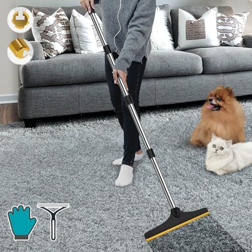 B-Land Carpet Rake for Pet Hair Removal, Reusable Pet Hair Remover with 60” Adjustable Long Handle, Carpet Scraper Dog Cat Hair Remover Tool for Rugs, Mats, Couch, Furniture B-Land