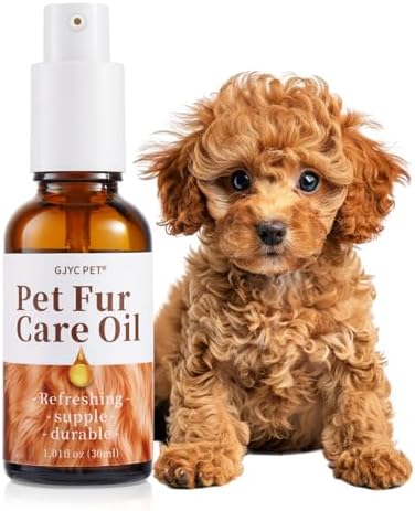 Pet Fur Care Oil - Detangles, Reduces Shedding - Adds Shine with Collagen & Natural Oils - Leave-in Conditioner for Dogs & Cats - 1.01 fl. oz Gjyc Pet